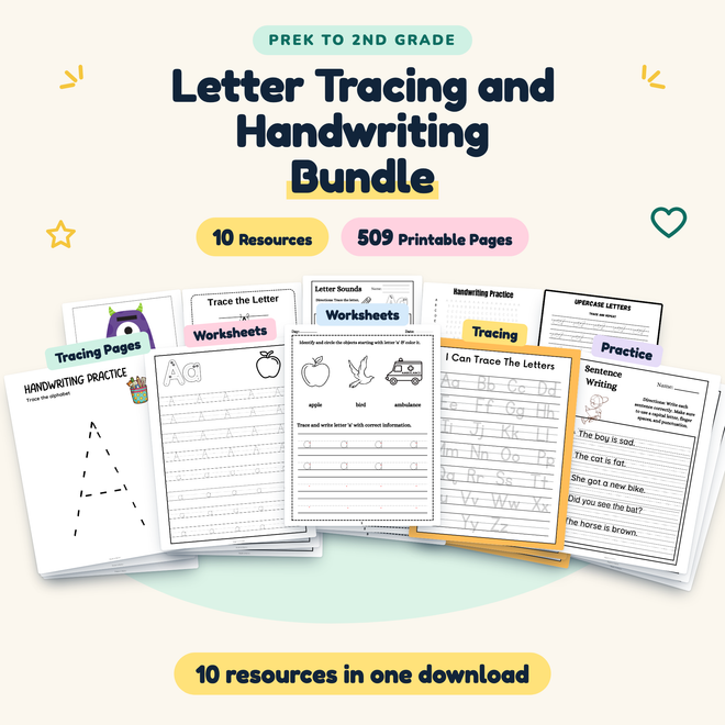 Letter Tracing and Handwriting BUNDLE | PreK–2nd Grade (10 Resources) — cover