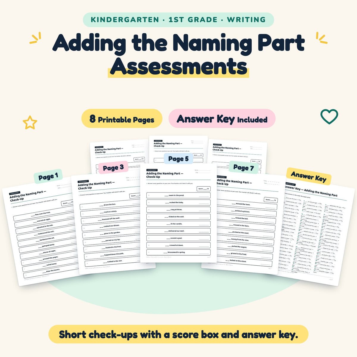Adding the Naming Part Assessments | K–1st Grade (4 Pages) — cover