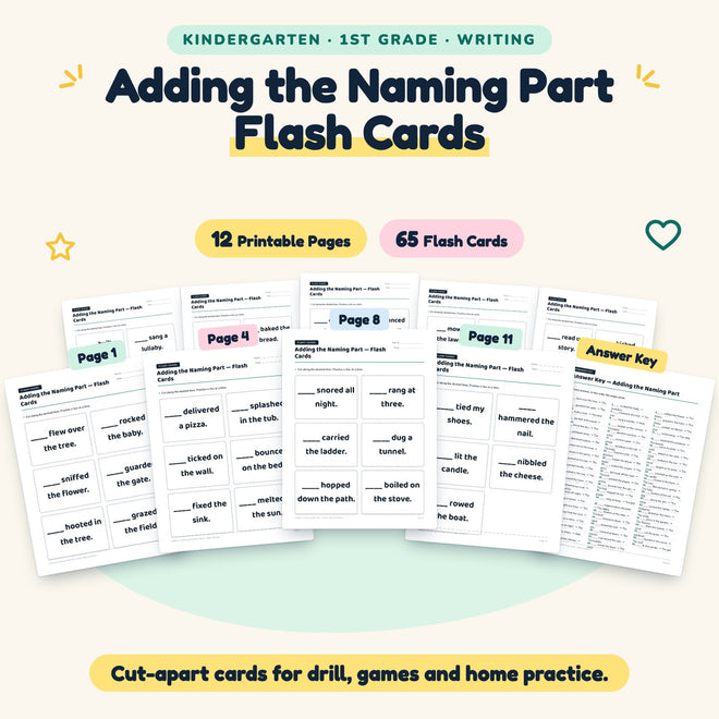 Adding the Naming Part Flash Cards | K–1st Grade (26 Cards) — cover