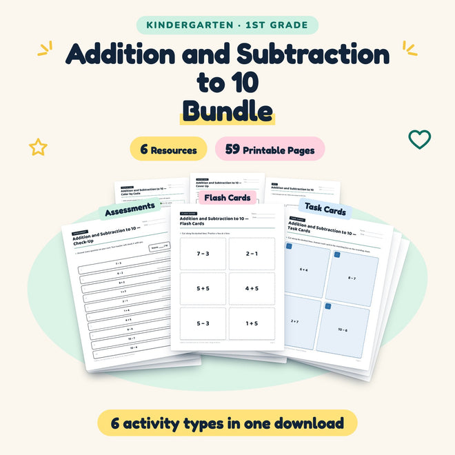 Addition and Subtraction to 10 Bundle | K–1st Grade Math — cover