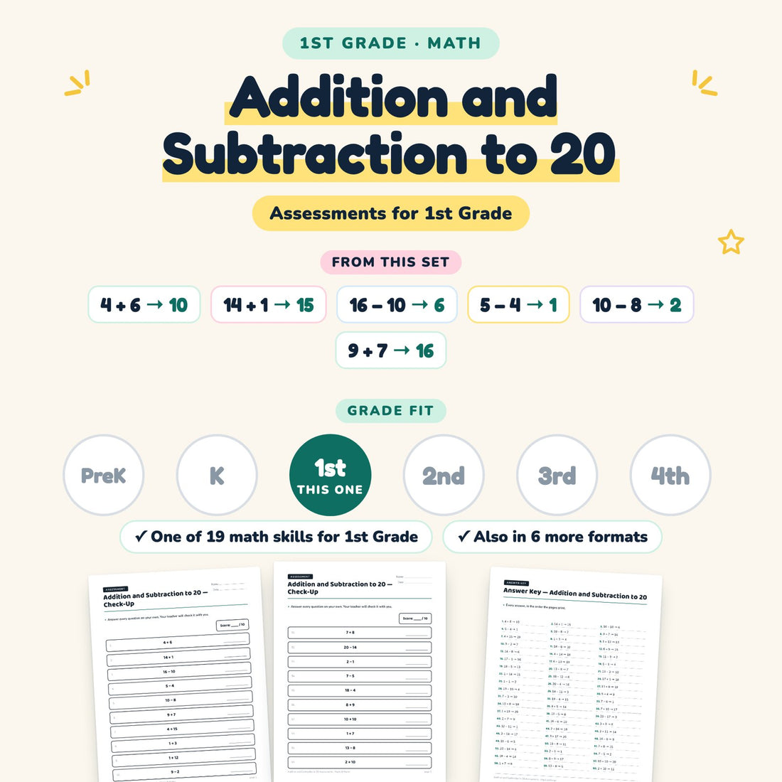 Addition and Subtraction to 20: skill and grade fit