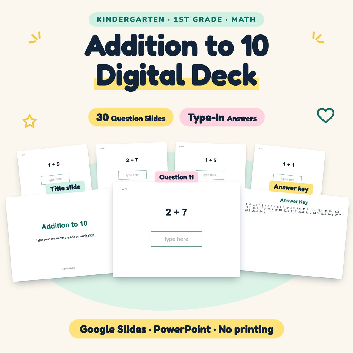 30 Question Addition to 10 Digital Deck — cover