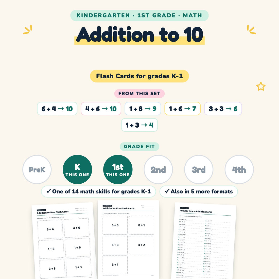 Addition to 10: skill and grade fit