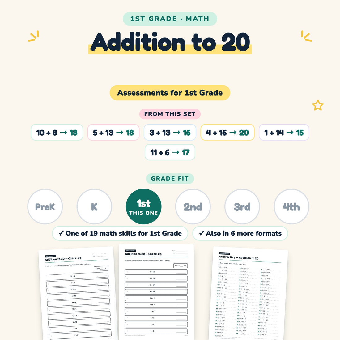 Addition to 20: skill and grade fit