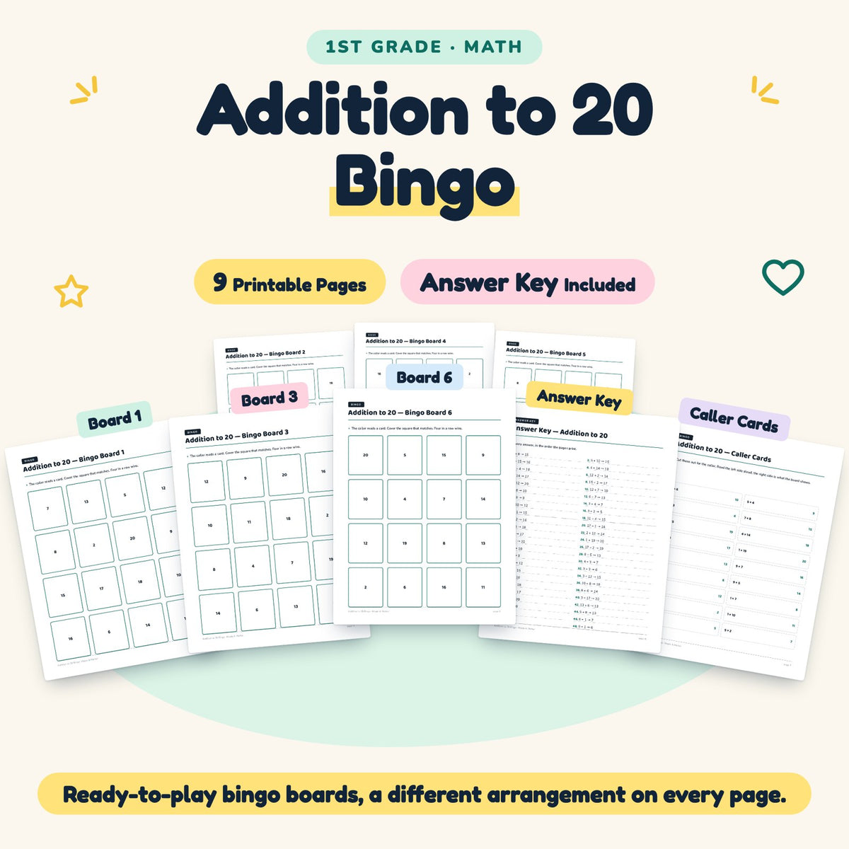 9 Addition to 20 Bingo — cover