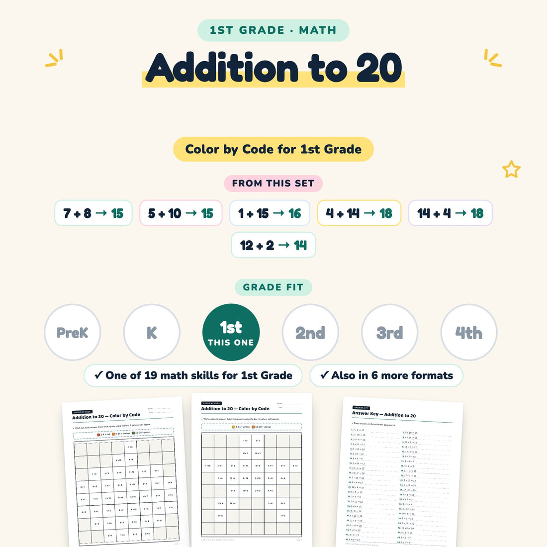 Addition to 20: skill and grade fit