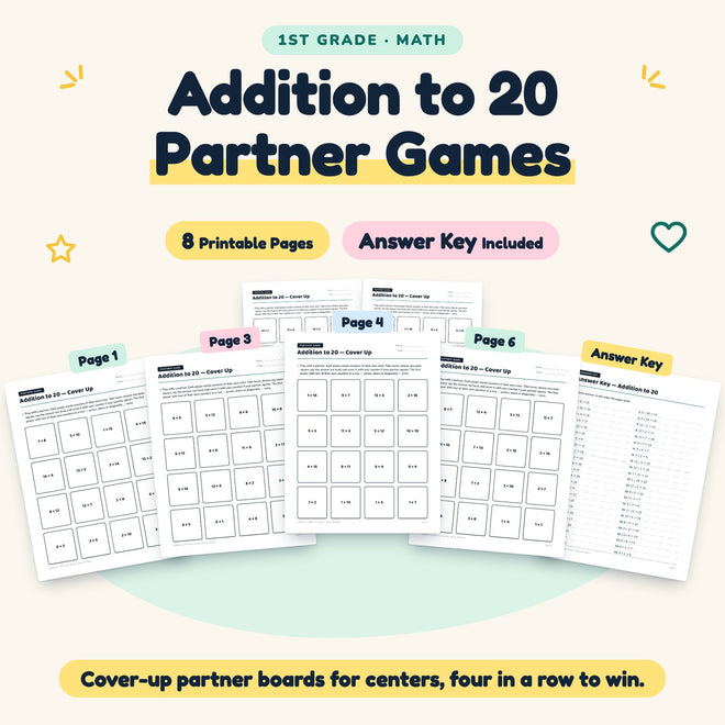 8 Addition to 20 Partner Games — cover