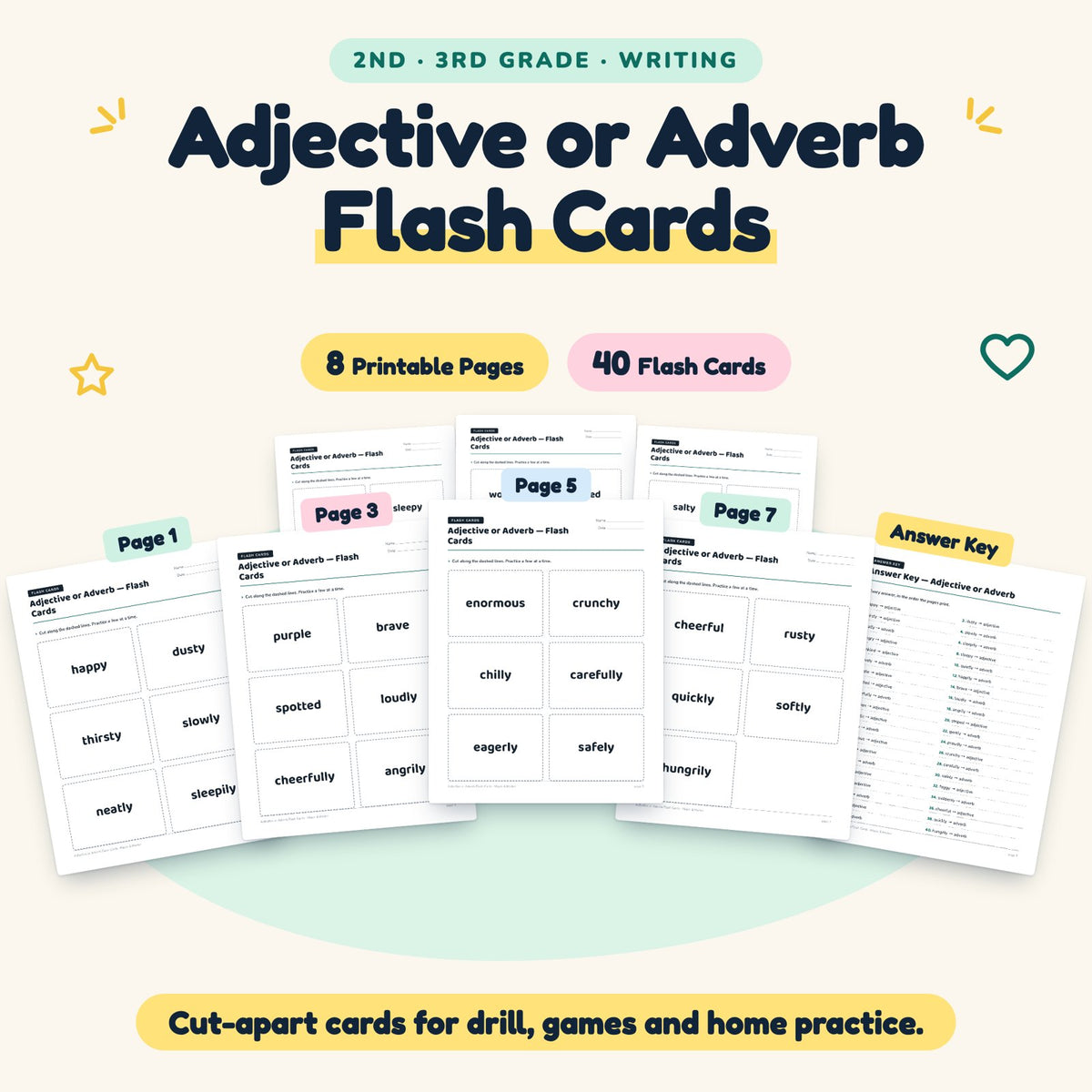 40 Adjective or Adverb Flash Cards — cover