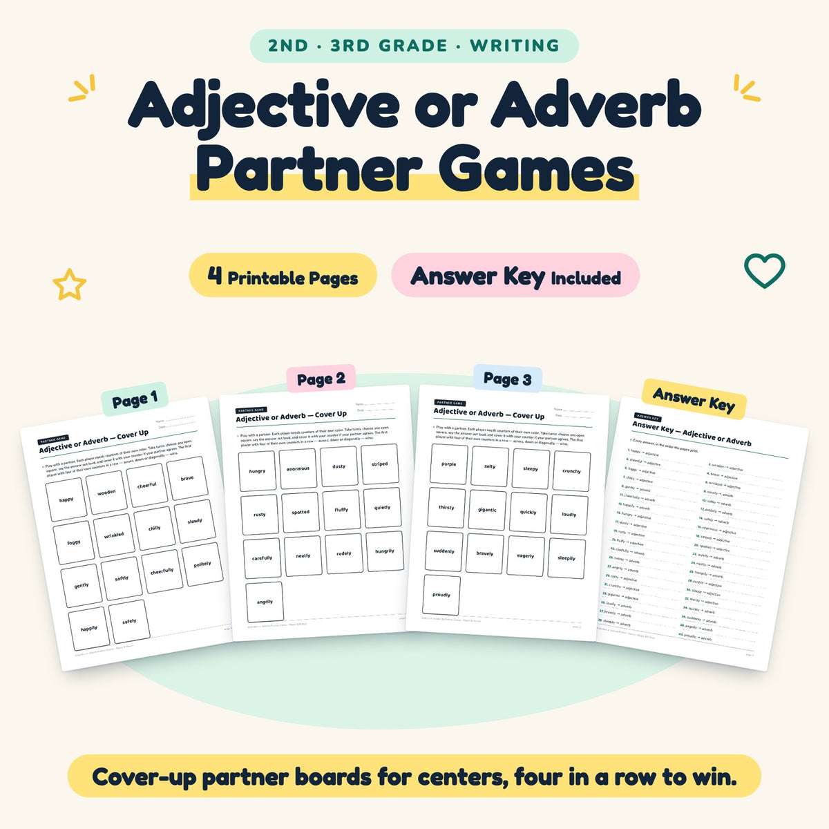 4 Adjective or Adverb Partner Games — cover