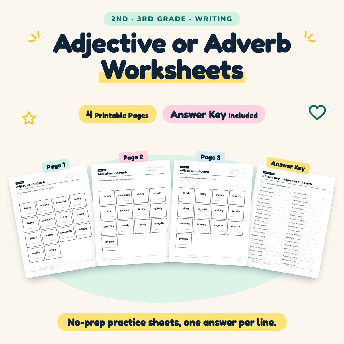 4 Adjective or Adverb Worksheets — cover
