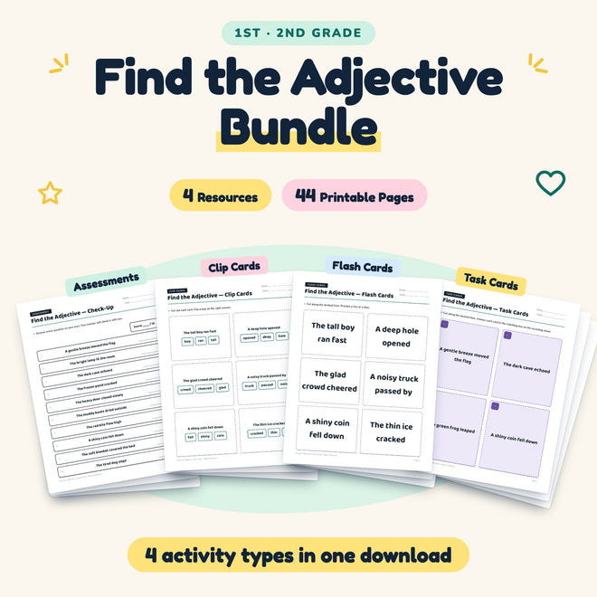 Find the Adjective Bundle | 1st–2nd Grade (4 Resources) — cover