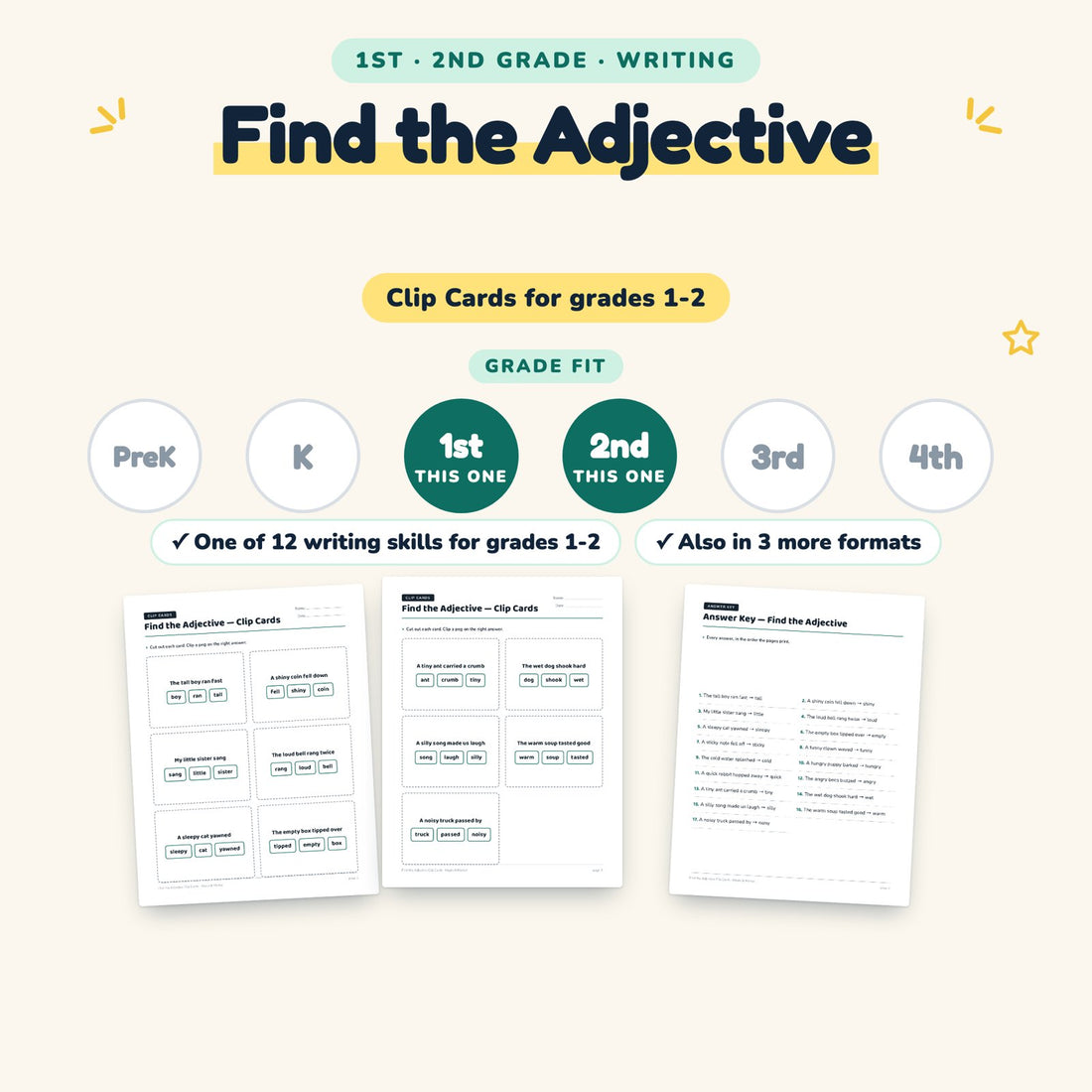 Find the Adjective: skill and grade fit