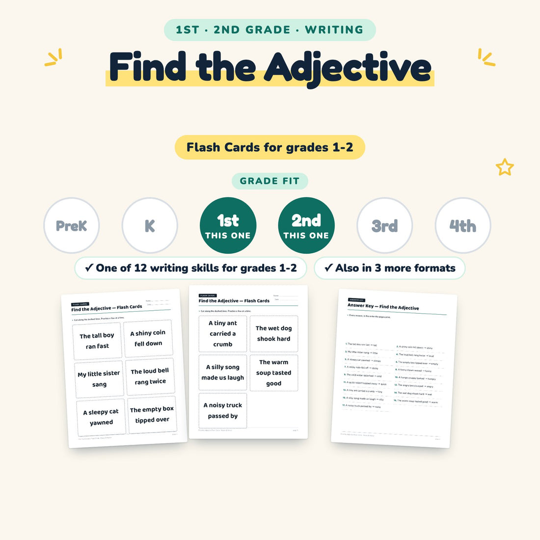 Find the Adjective: skill and grade fit