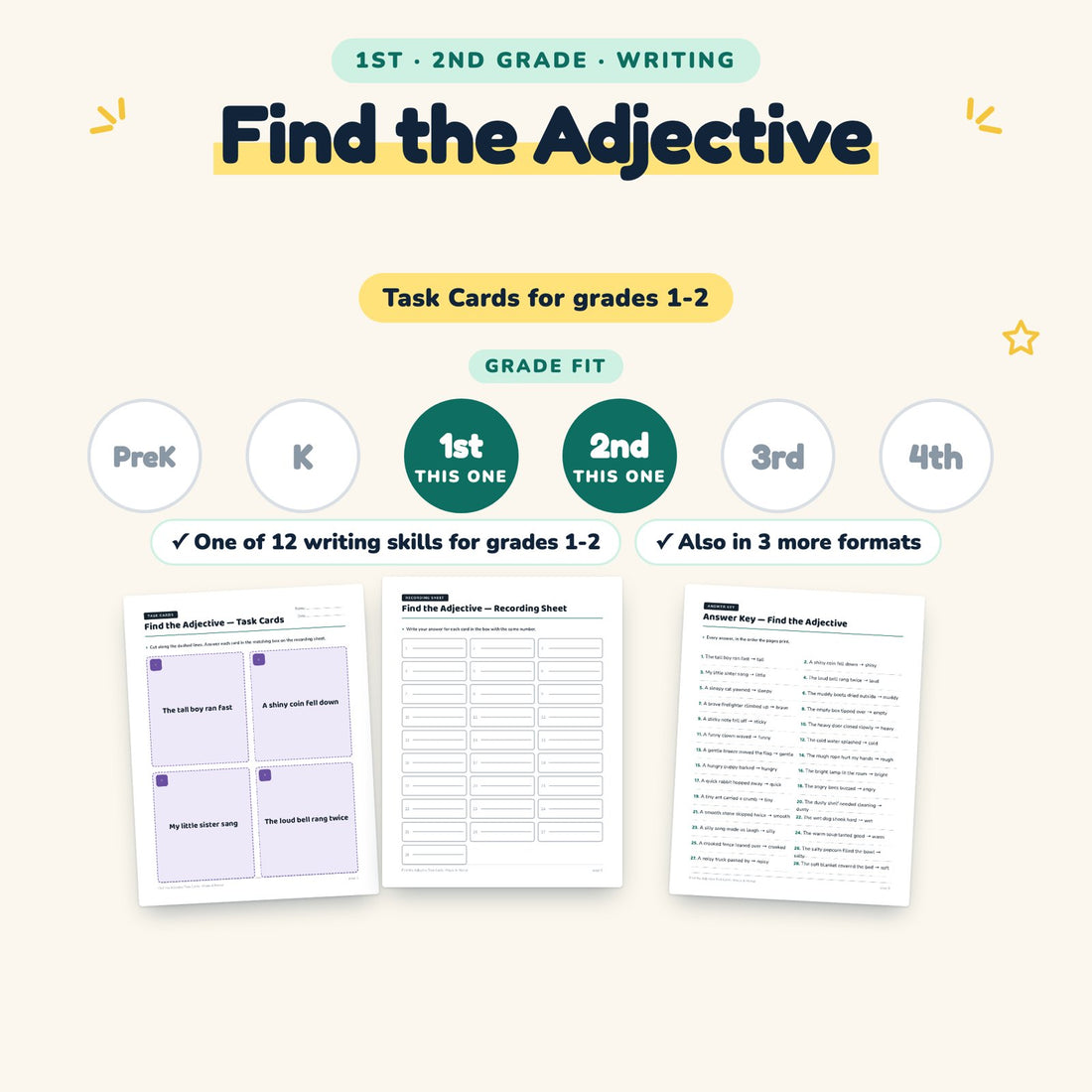 Find the Adjective: skill and grade fit