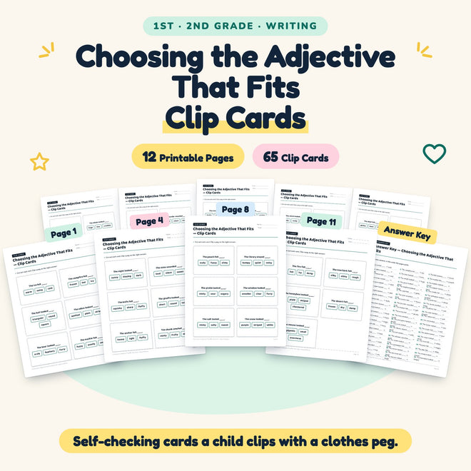 Choosing the Adjective That Fits Clip Cards | 1st–2nd Grade — cover