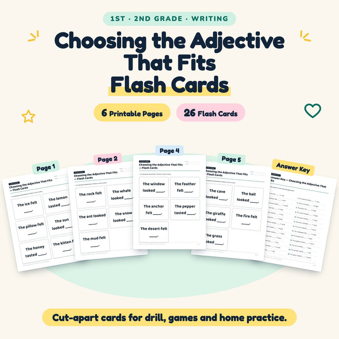 26 Choosing the Adjective That Fits Flash Cards — cover
