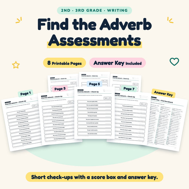 Find the Adverb Assessments | 2nd–3rd Grade (4 Pages) — cover