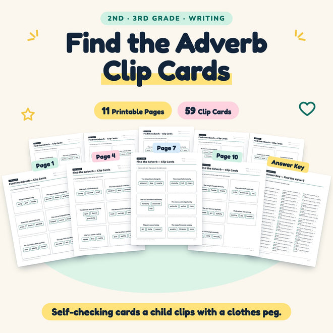 Find the Adverb Clip Cards | 2nd–3rd Grade (19 Cards) — cover