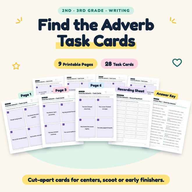 28 Find the Adverb Task Cards — cover