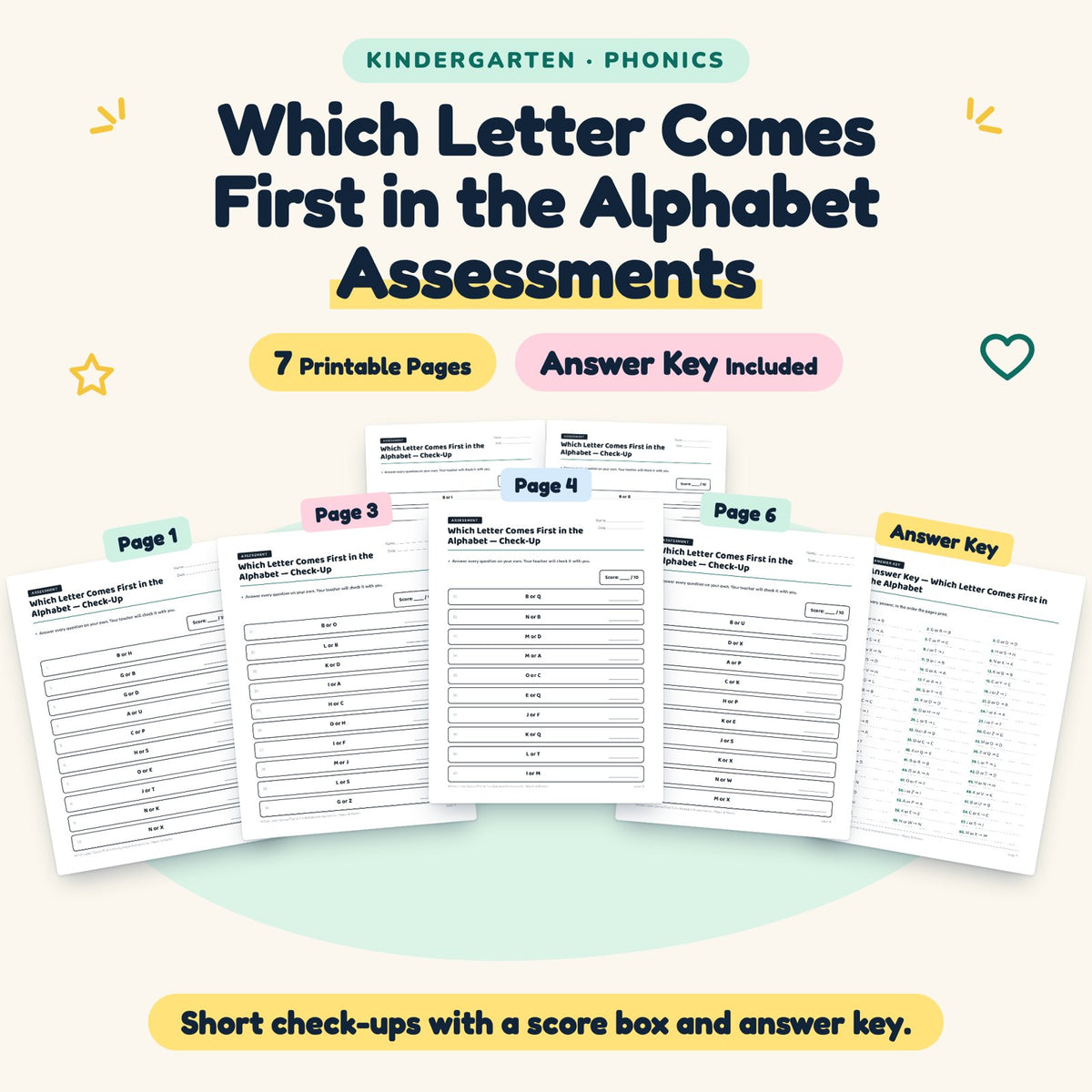 7 Which Letter Comes First in the Alphabet Assessments — cover