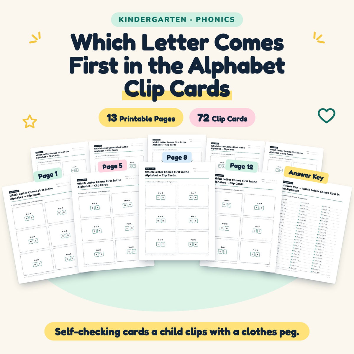 72 Which Letter Comes First in the Alphabet Clip Cards — cover