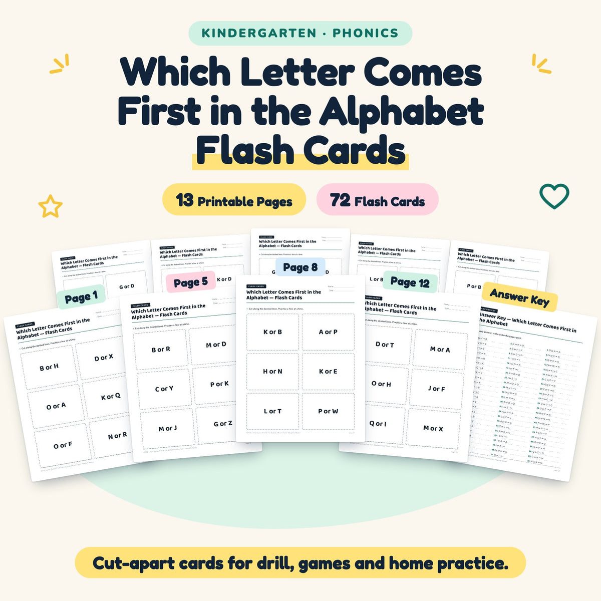 72 Which Letter Comes First in the Alphabet Flash Cards — cover