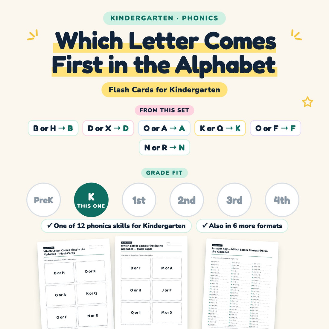 Which Letter Comes First in the Alphabet: skill and grade fit