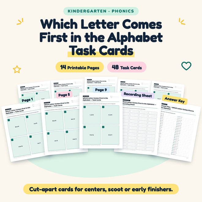 48 Which Letter Comes First in the Alphabet Task Cards — cover