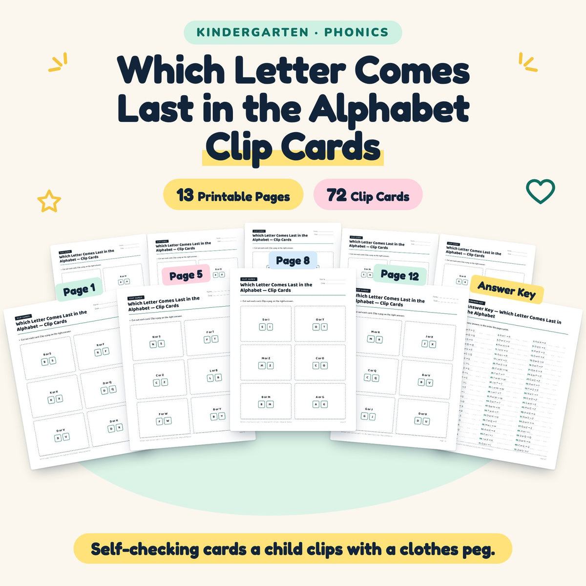 72 Which Letter Comes Last in the Alphabet Clip Cards — cover
