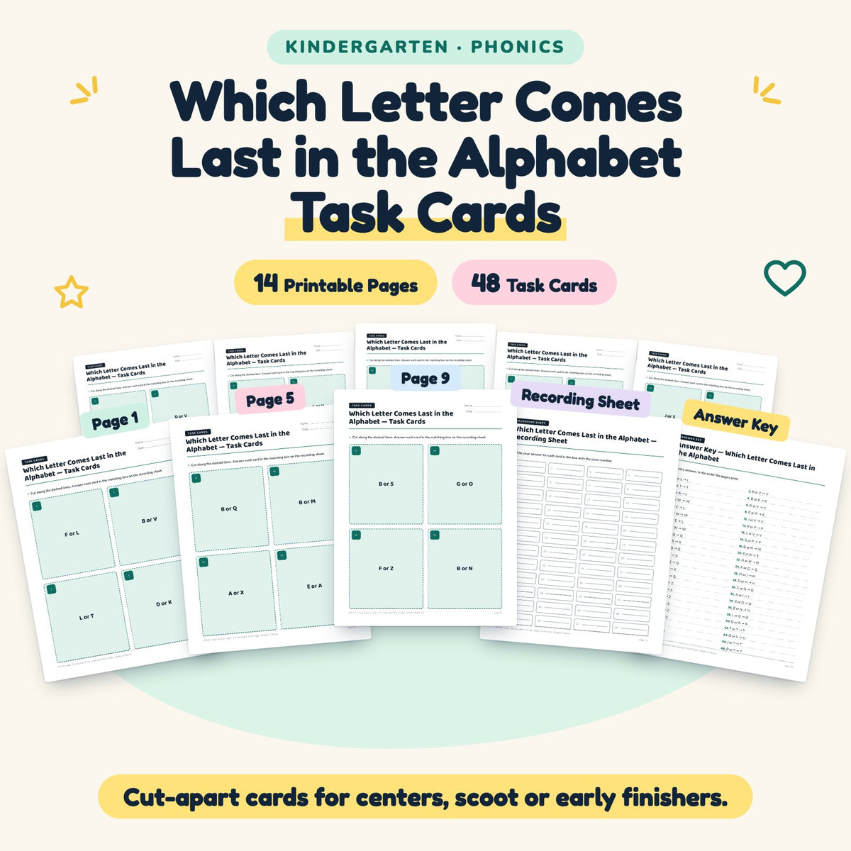 48 Which Letter Comes Last in the Alphabet Task Cards — cover