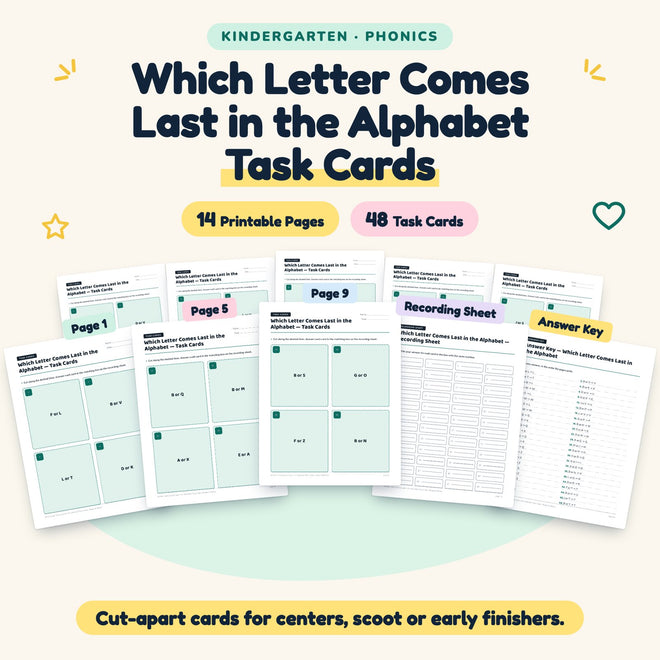 48 Which Letter Comes Last in the Alphabet Task Cards — cover