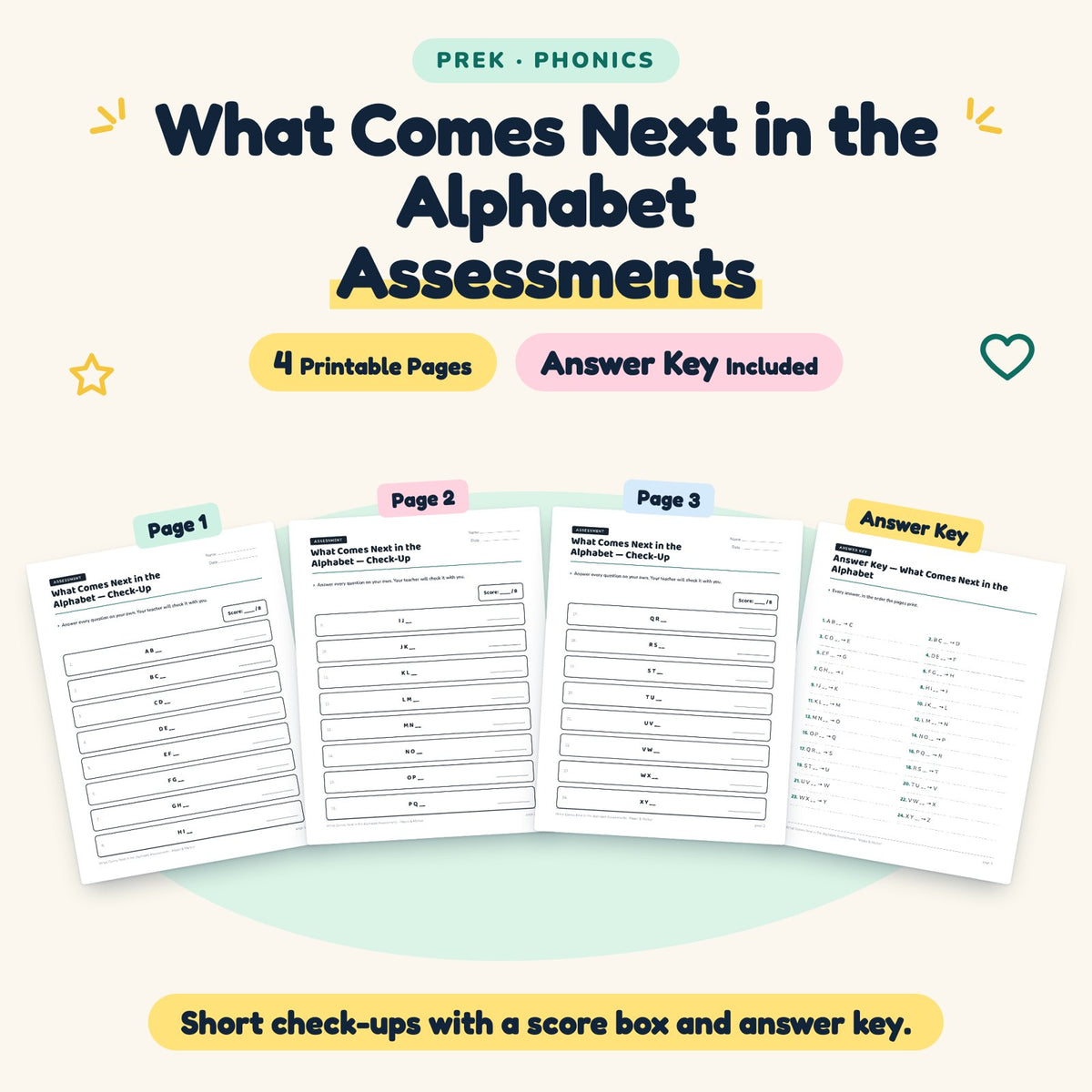 4 What Comes Next in the Alphabet Assessments — cover