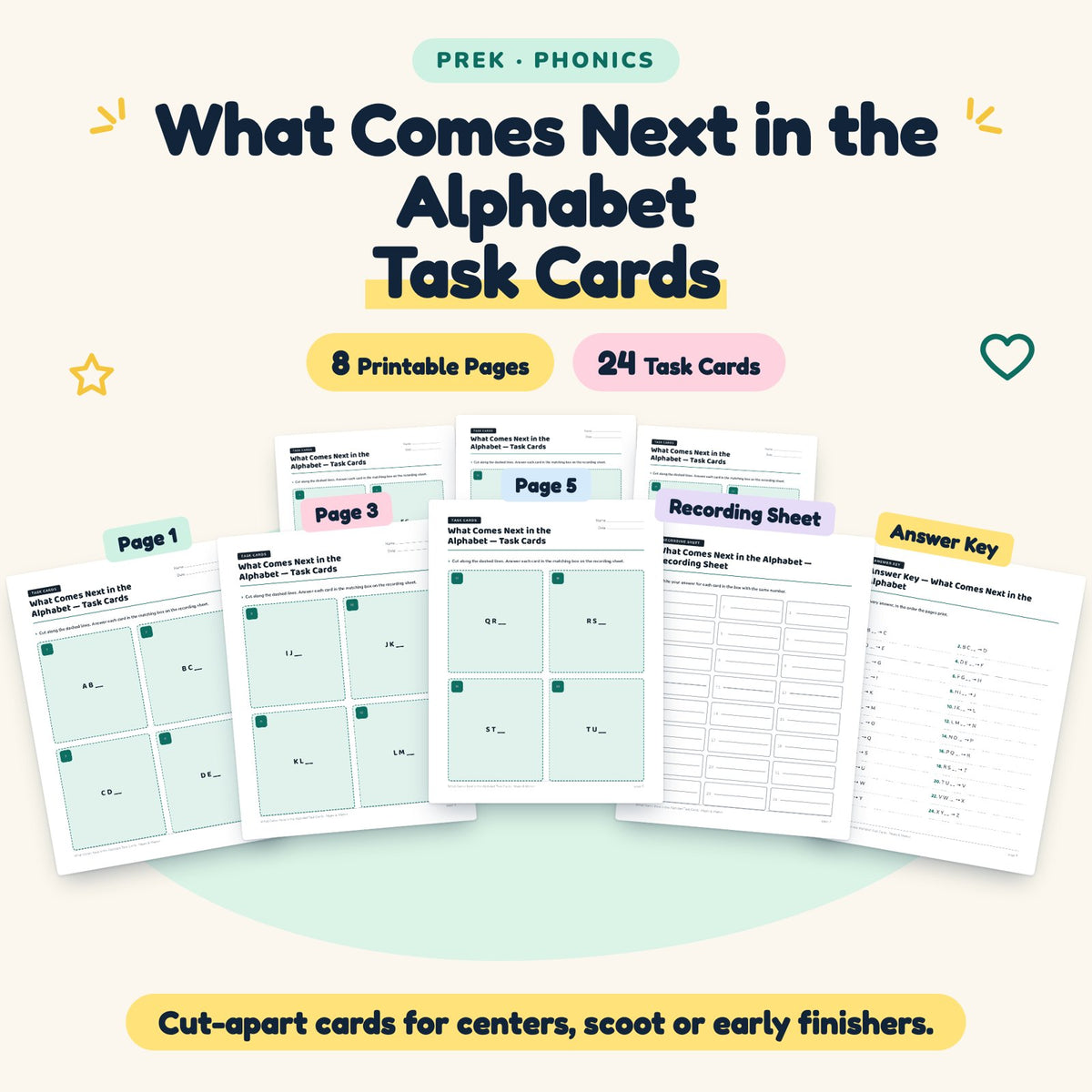 24 What Comes Next in the Alphabet Task Cards — cover