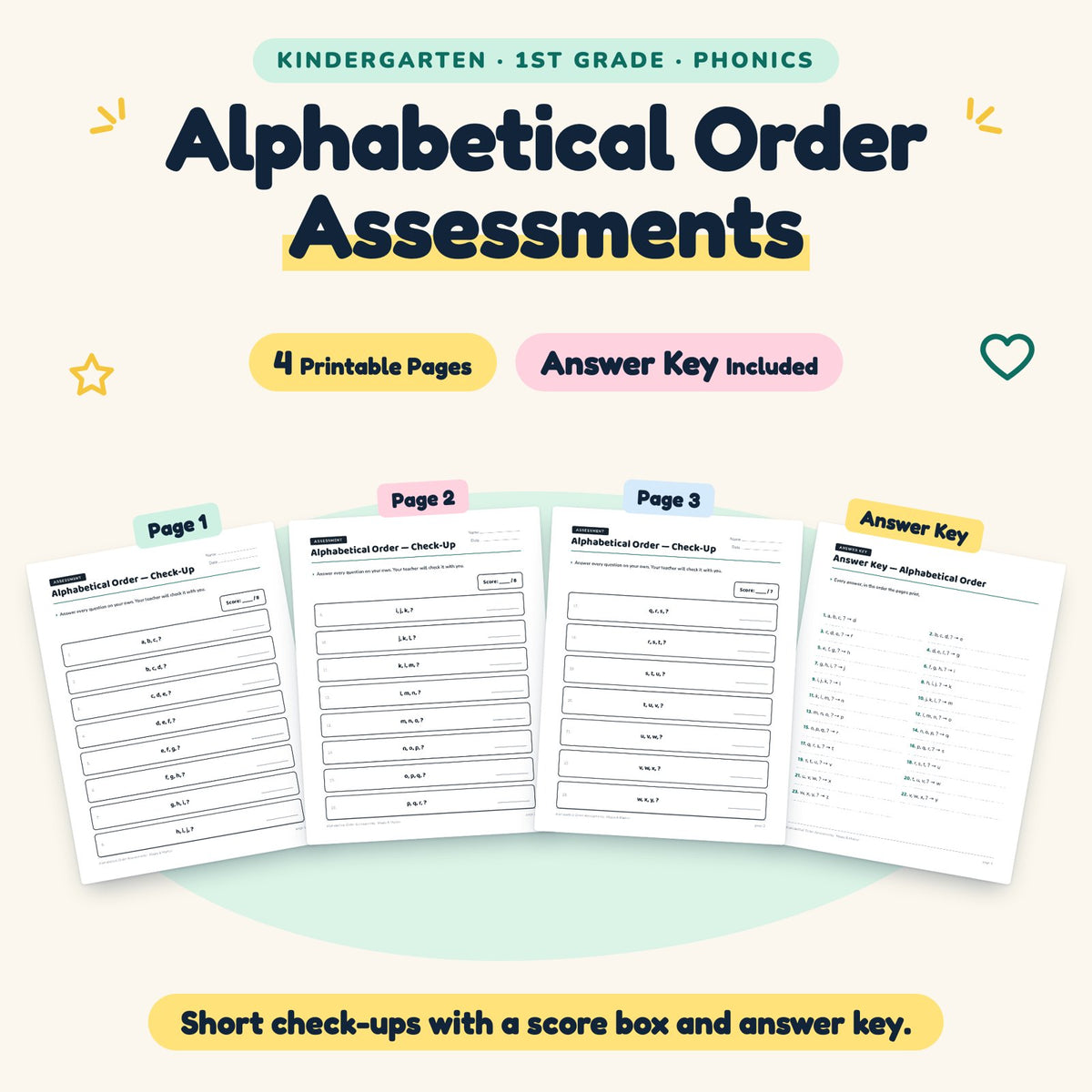 4 Alphabetical Order Assessments — cover