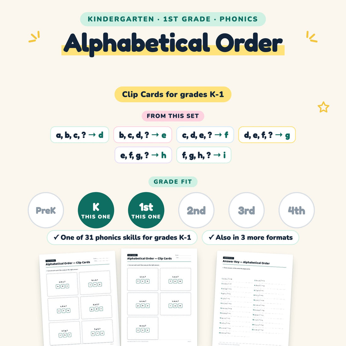 Alphabetical Order: skill and grade fit