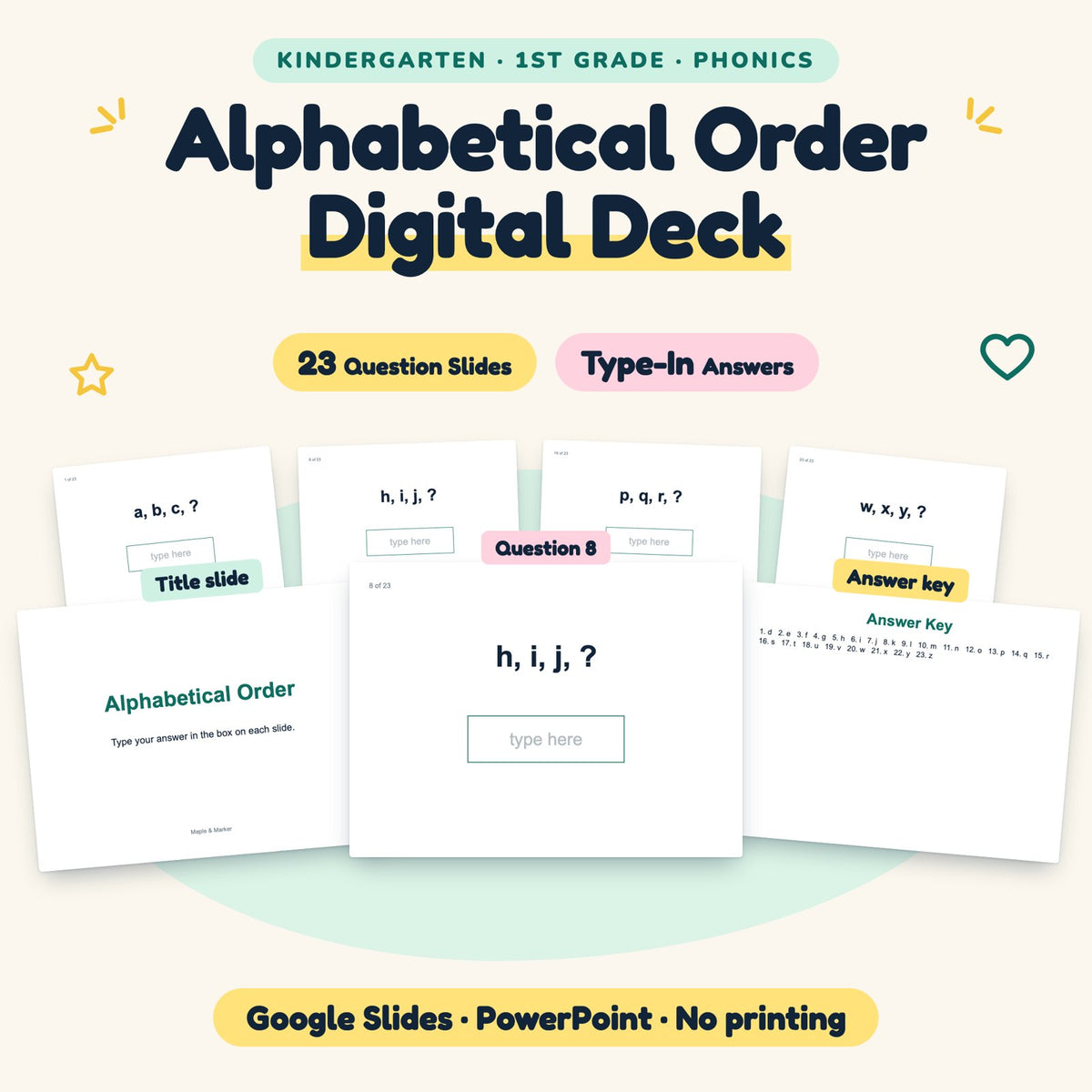 23 Question Alphabetical Order Digital Deck — cover