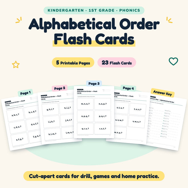 23 Alphabetical Order Flash Cards — cover