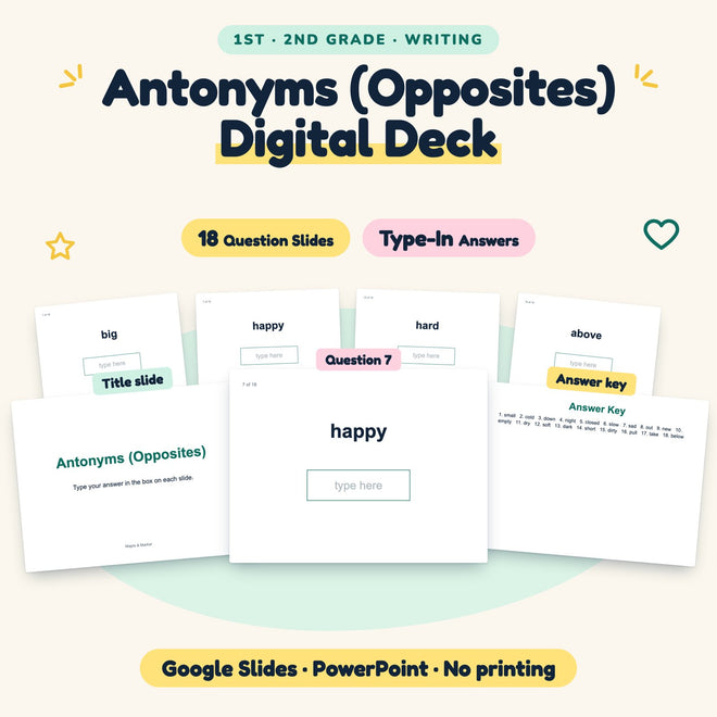 18 Question Antonyms (Opposites) Digital Deck — cover