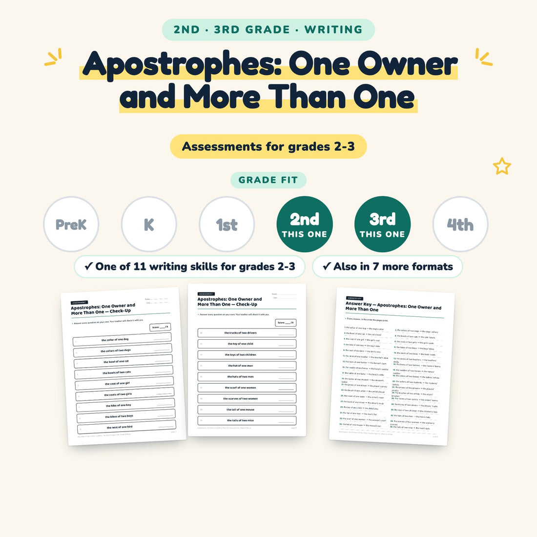 Apostrophes: One Owner and More Than One: skill and grade fit