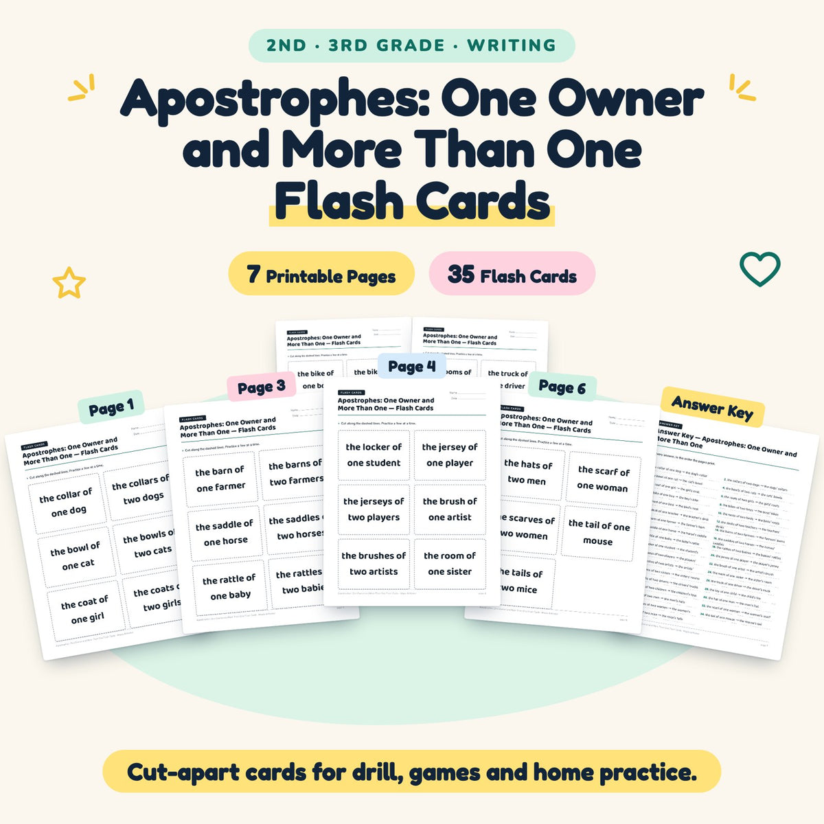 35 Apostrophes: One Owner and More Than One Flash Cards — cover