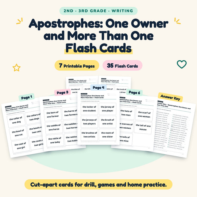 35 Apostrophes: One Owner and More Than One Flash Cards — cover