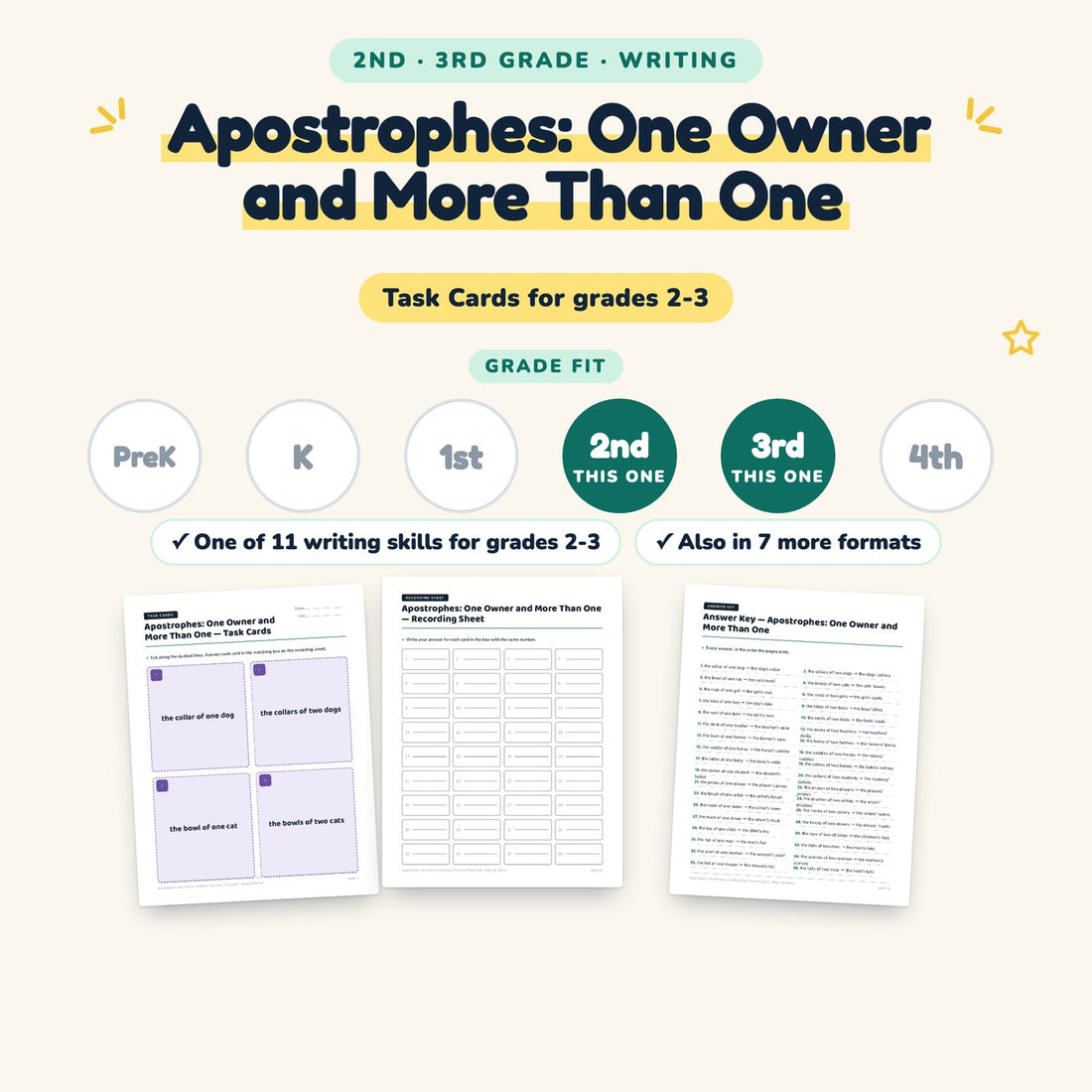 Apostrophes: One Owner and More Than One: skill and grade fit