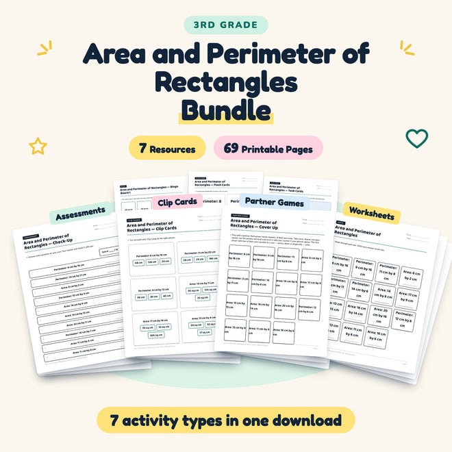 Area and Perimeter of Rectangles Bundle | 3rd Grade Math — cover