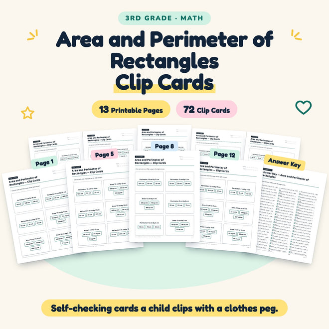 72 Area and Perimeter of Rectangles Clip Cards — cover