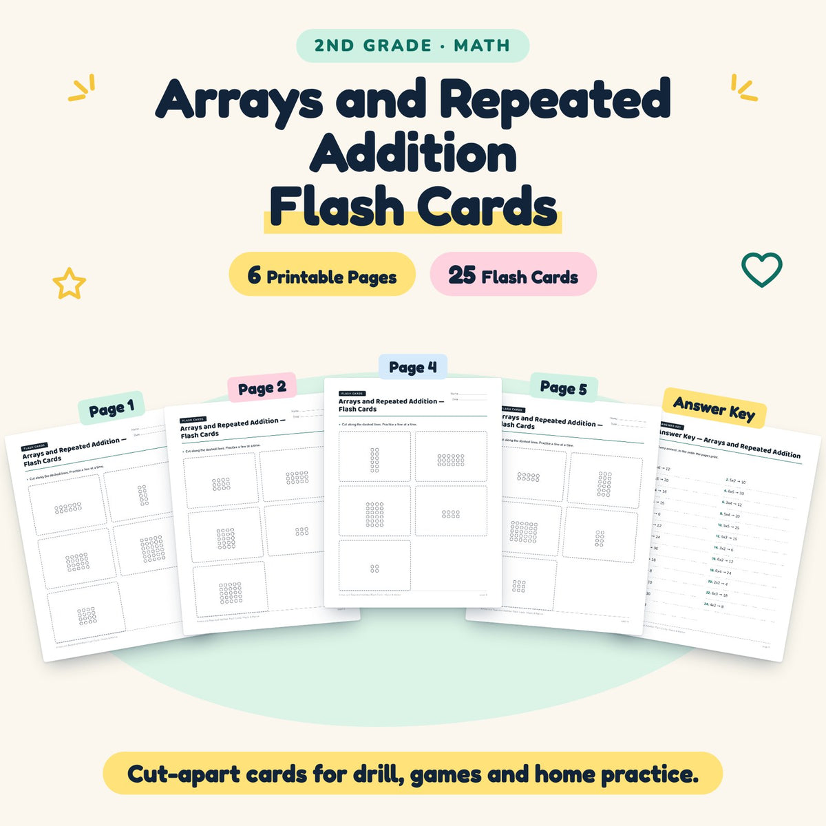 FREE 25 Arrays and Repeated Addition Flash Cards — cover