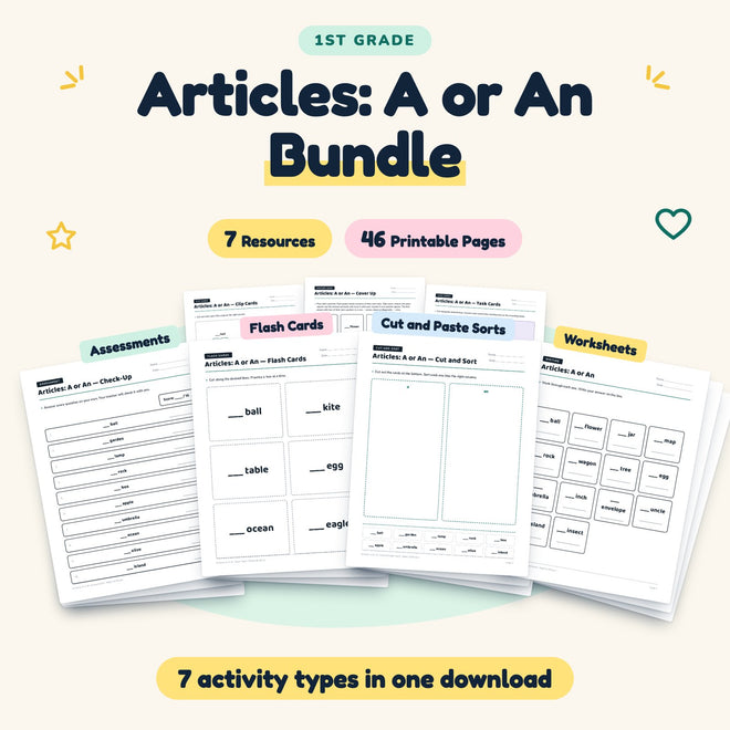 46 Page Articles: A or An Bundle — cover