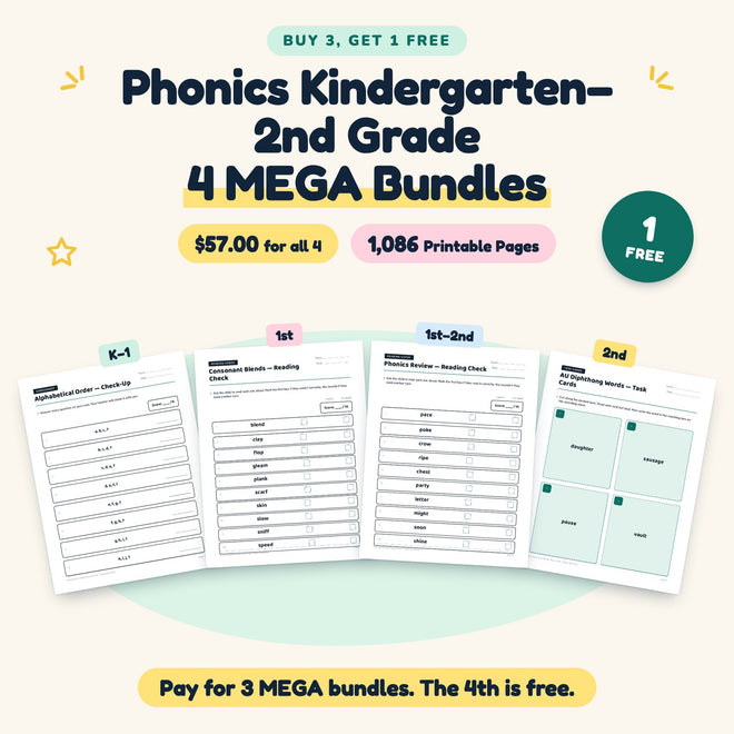 Buy 3 Get 1 FREE | Phonics K–1st, 1st, 1st–2nd, 2nd (B03) — cover