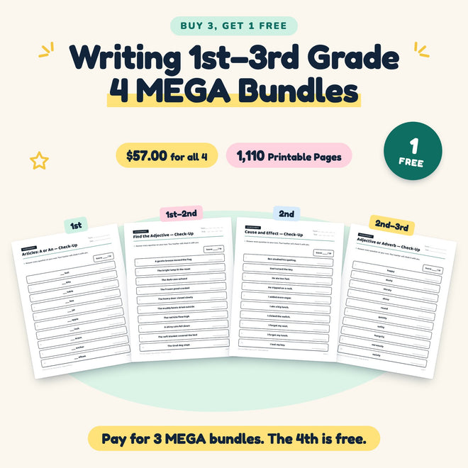 Buy 3 Get 1 FREE | Writing 1st–3rd Grade MEGA Bundles (B12) — cover