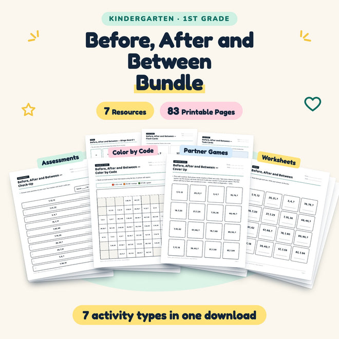 Before, After and Between Bundle | K–1st Grade (7 Resources) — cover