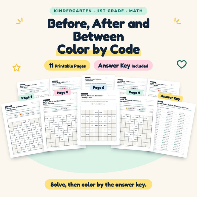 Before, After and Between Color by Code | K–1st Grade Math — cover